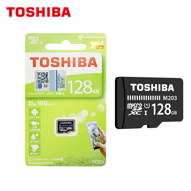 TOSHIBA флэш-карта памяти M203 100 МБ/с./с Micro SD карта UHS-I 128 Гб 64 SDXC 32 16 SDHC U1 класс 10 FullHD TF для
