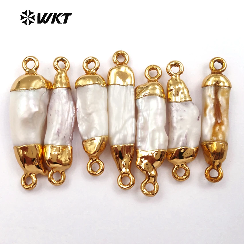 

WT-C131 WKT Genuine stick connector wholesale 10pcs freshwater pearl connector for jewelry making as gift