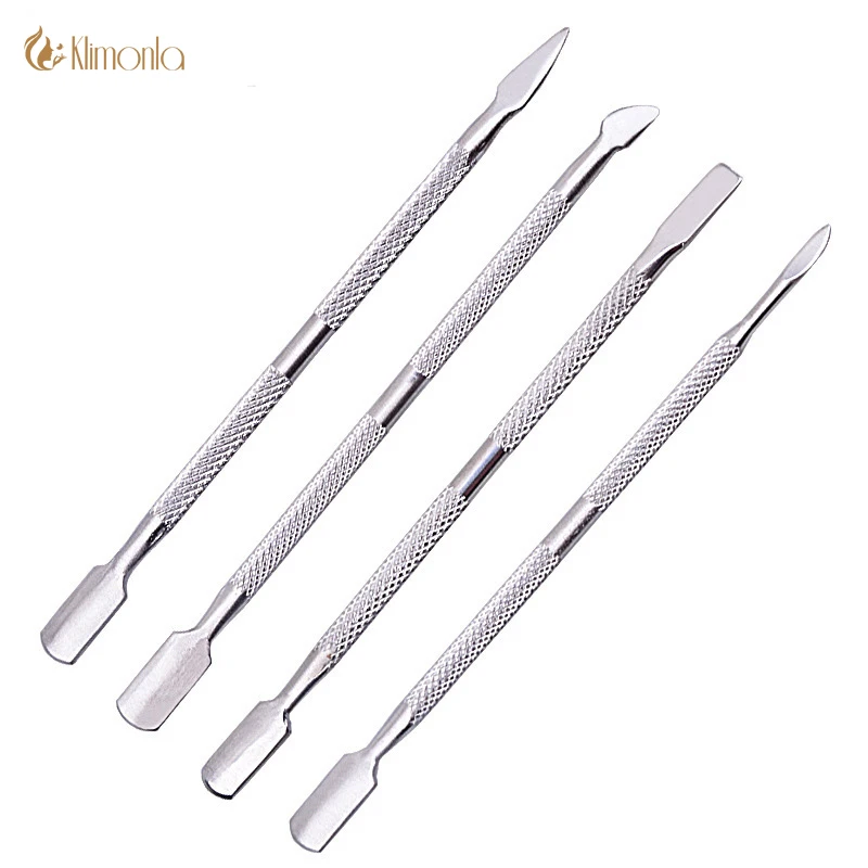 

4pcs/lot Cuticle Pusher Steel Cuticle Remover Metal Double Sided nagelriem pusher set Nail Care Tools Dead Skin quita cuticula