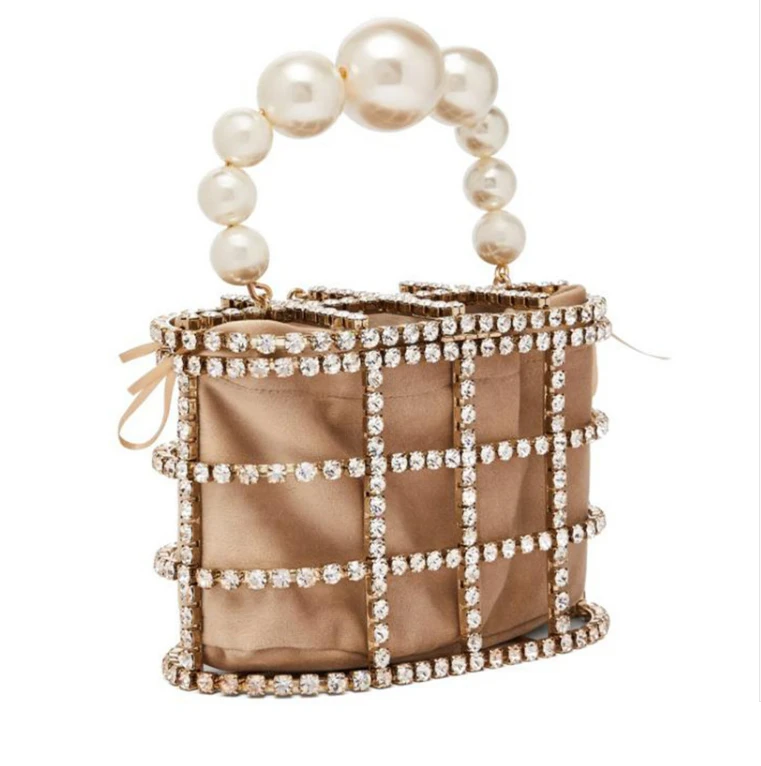 pearl Vintage Women Evening Bag Metal Hollow Out diamond Banquet Party Shoulder &amp Crossbody Bags Wedding Clutch Cage Handbag | Багаж и