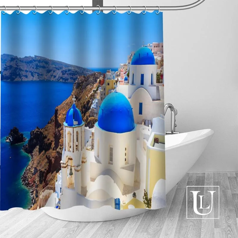 

Custom Greece Bath Curtain Fabric Modern Shower Curtain bathroom beautiful Curtains Bath decor
