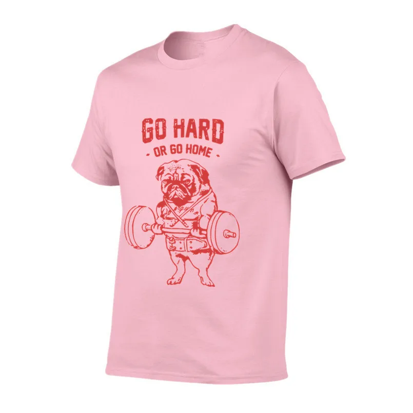 100% хлопок go home or hard мопса печатных мужчин crewneck Футболка с коротким рукавом