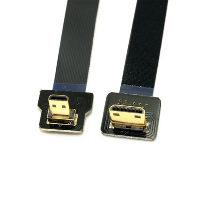 0 1 м вниз Угловой 90 градусов FPV Micro HDMI штекер к Mini совместимый плоский кабель FPC для