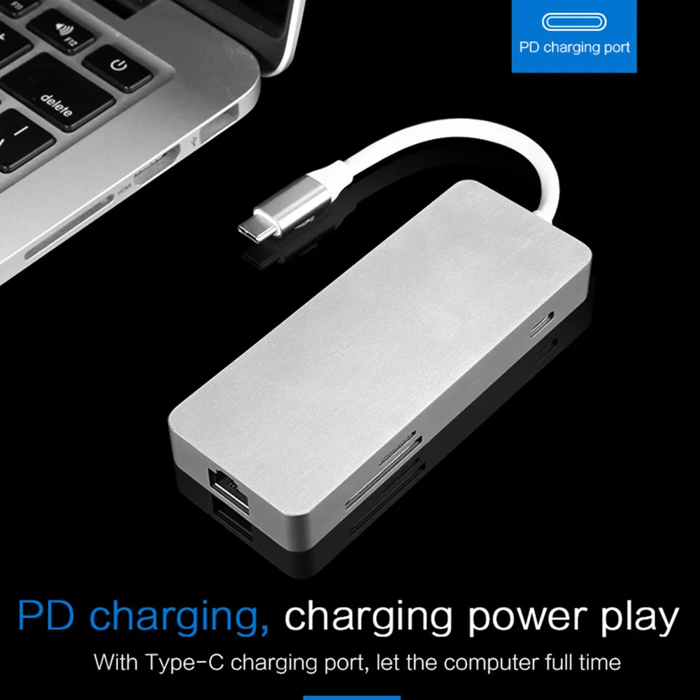 Type C к HDMI/USB3.0/сетевой порт/TF Высокоскоростная передача Портативный 7 портов более
