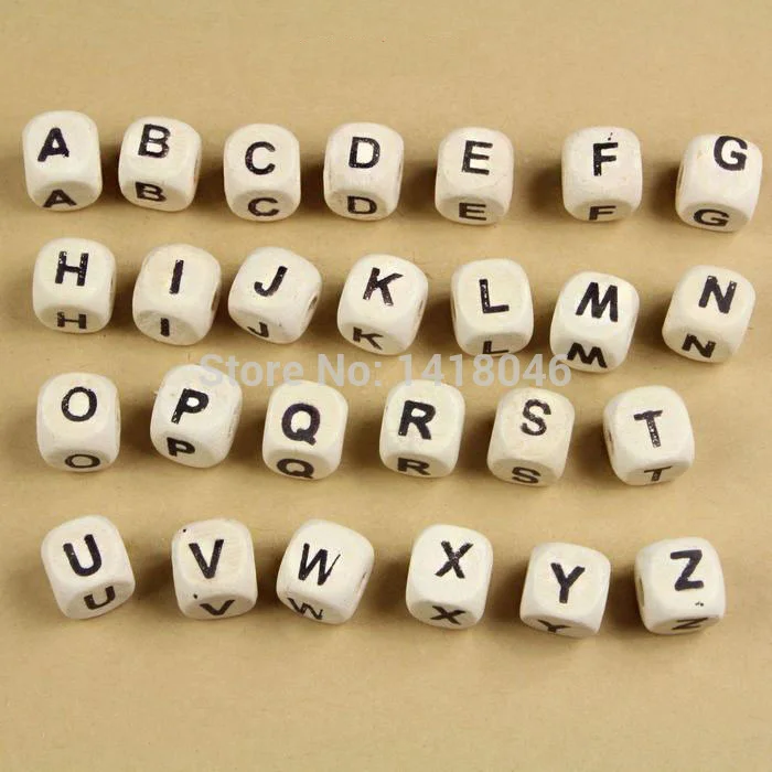 Бусины-разделители из натурального дерева с буквами и алфавита россыпью для