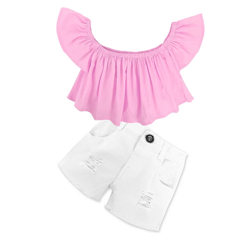 Розничная продажа лето 2018 детская одежда для маленьких девочек розовые детские