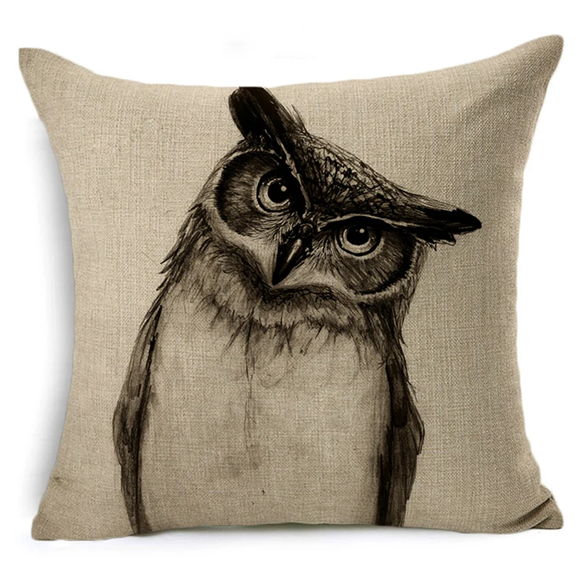 WZH Printed Animals Cushion Cover 45x45cm Linen Decorative Pillow Cover Sofa Bed Pillow Case - Цвет: 3