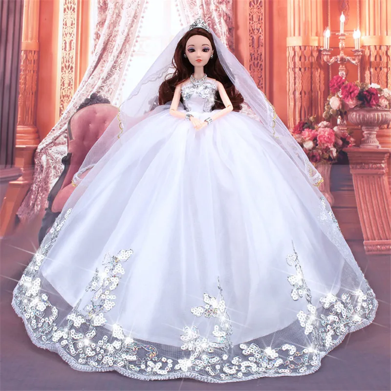 One Set Newest Fashion Doll Wedding Dress with Lots of Gold Sequins Made to Fit For Barbie Children Gift Birthday | Игрушки и хобби