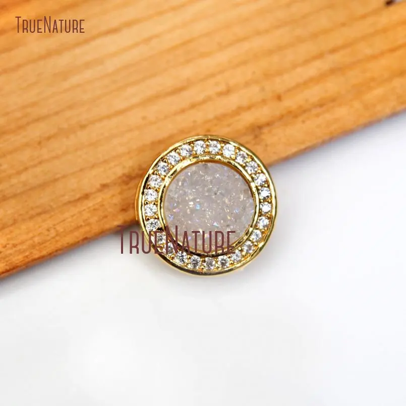 10 шт. Druzy кристально чистый Cz микро проложить Золотое покрытие круг ювелирных