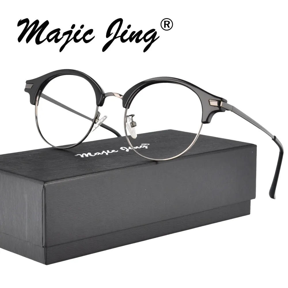 

Magic Jing full rim round retro Tr+ metal prescription spectacles RX optical frames myopia eyewear eyeglasses 5101