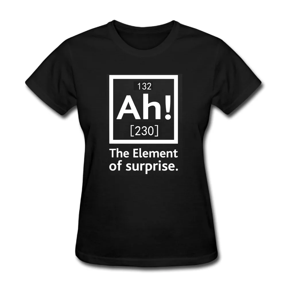 Womens AH the ELEMENT OF SURPRISE Chemistry Funny short sleeve T-shirt best Black | Женская одежда