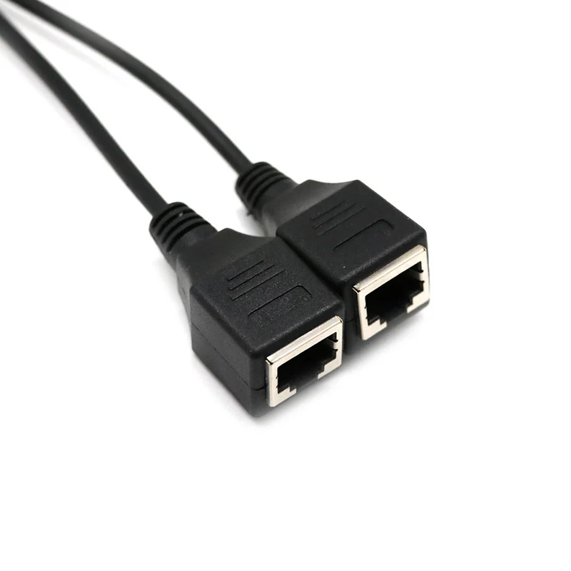 Новый черный RJ45 папа 2 Женский сплиттер Ethernet LAN сетевой адаптер кабель 24 см| |
