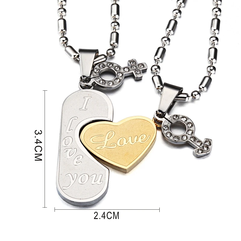 Двухцветное ожерелье с подвеской в виде двух символов для мужчин и женщин|necklace