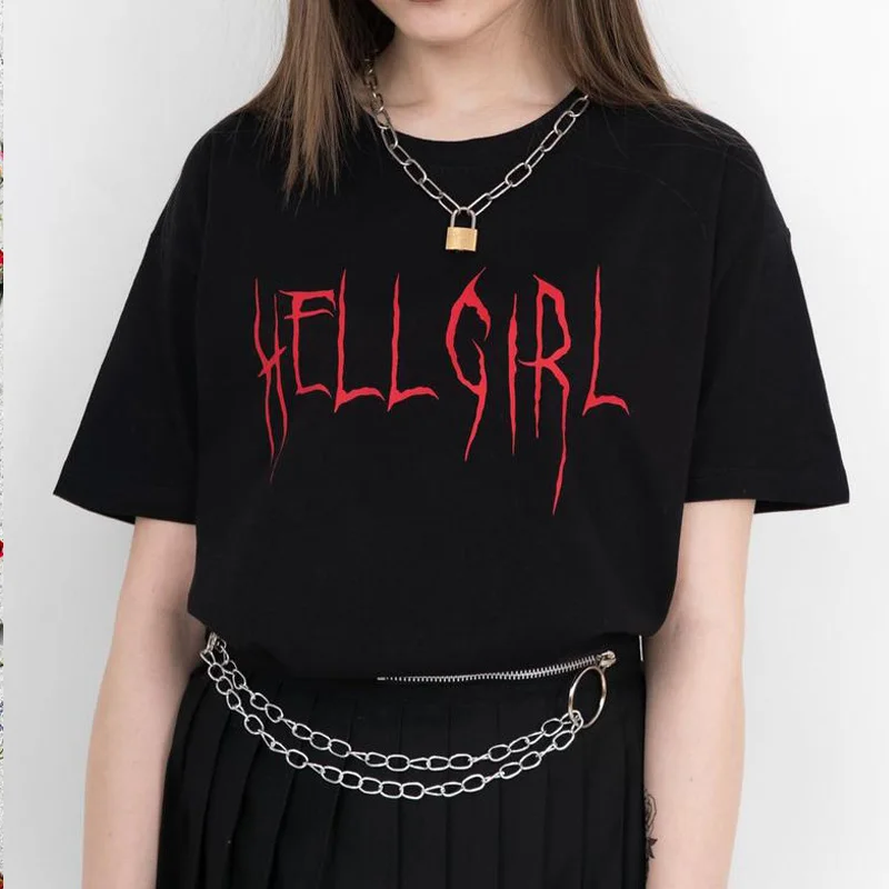 Hell Girl Футболка женская Эстетическая одежда Hell Angel Hell Boy Lil Peep футболки унисекс Tumblr одежда размера плюс Прямая поставка
