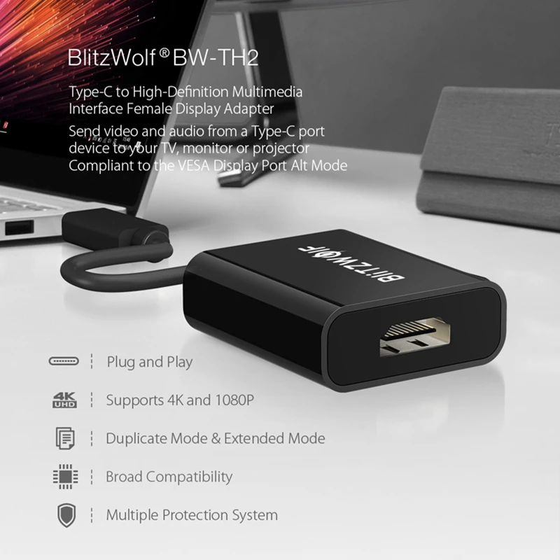 BlitzWolf BW TH2 type C до 4 к 1080 P hdmi мультимедиа интерфейс Женский адаптер конвертер видео