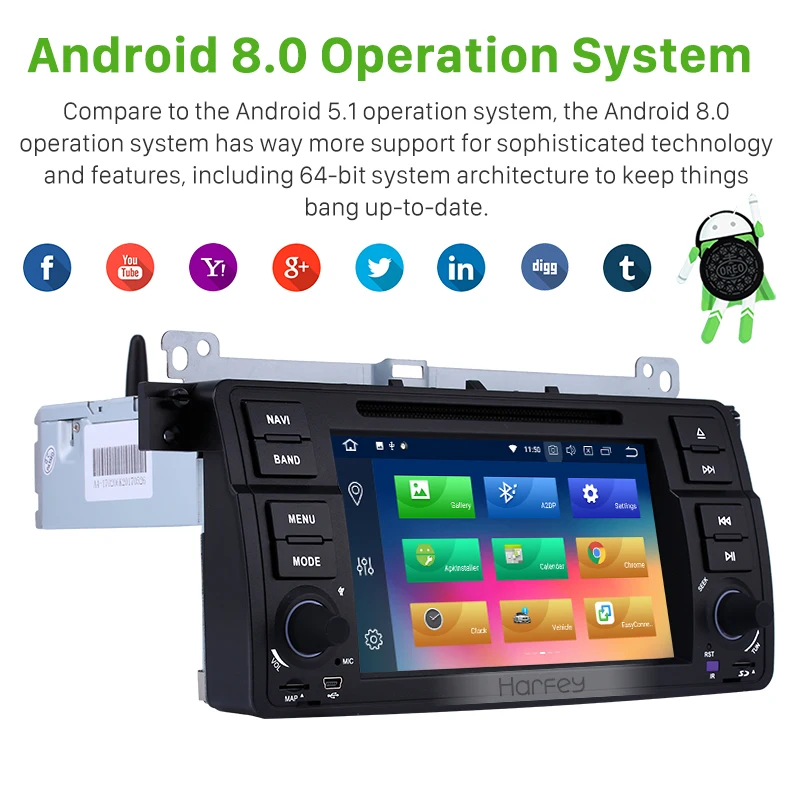 Harfey Android 8 0 7 дюймов 1Din автомобиля радио для Rover 75 мг ZT MG7 M3 BMW E46 316i 318i gps