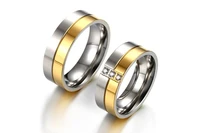 fashion romantic stainless steel couple rings for women jewelry men ring for wedding engagement cubic zircon 7mm rings