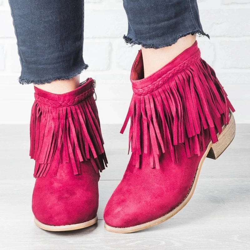 Однотонные кисточки Botas Mujer обувь на каблуке Zapatos De слипоны ботильоны женская