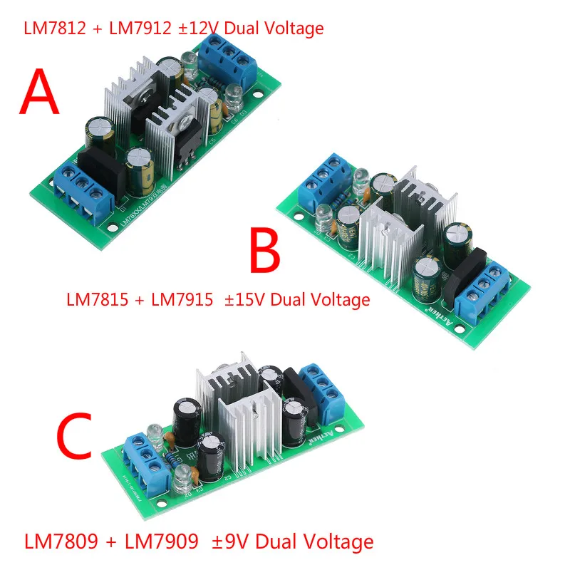 DC 12 ~ 24 В LM7809 + LM7909 9 в двойной регулятор напряжения выпрямительный мост модуль