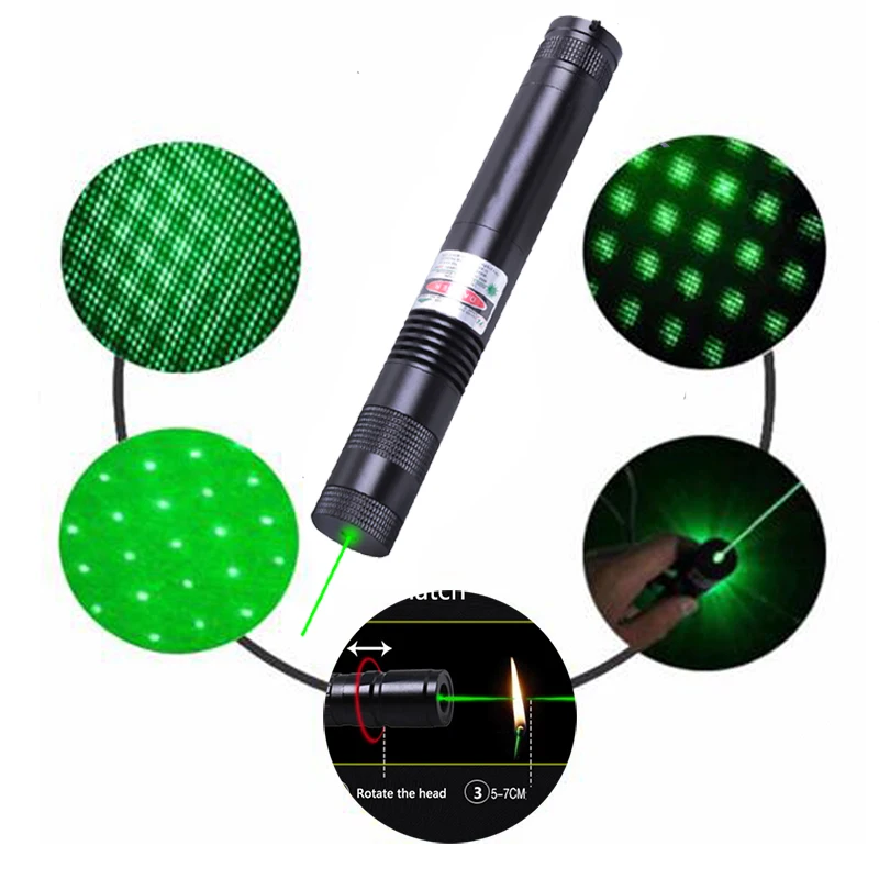 Мощный 532 нм военный 5 мВт зеленый 009 лазерная указка регулируемый фокус Lazer Ручка
