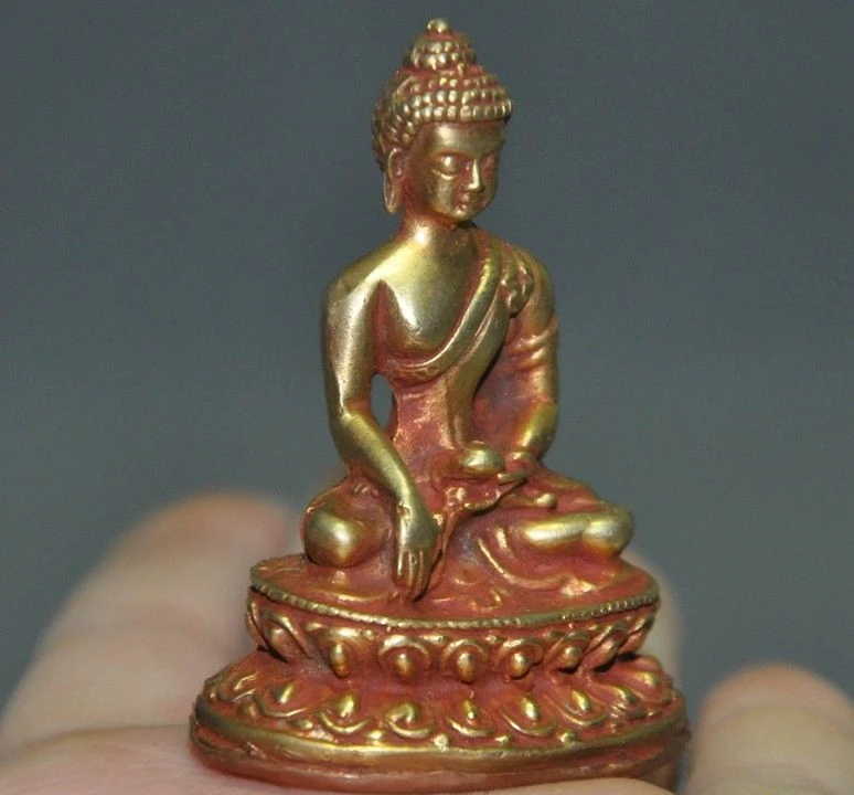 Tibet Buddhism bronze 24k gold Gilt Medicine Buddha Sakyamuni Shakyamuni statue | Дом и сад