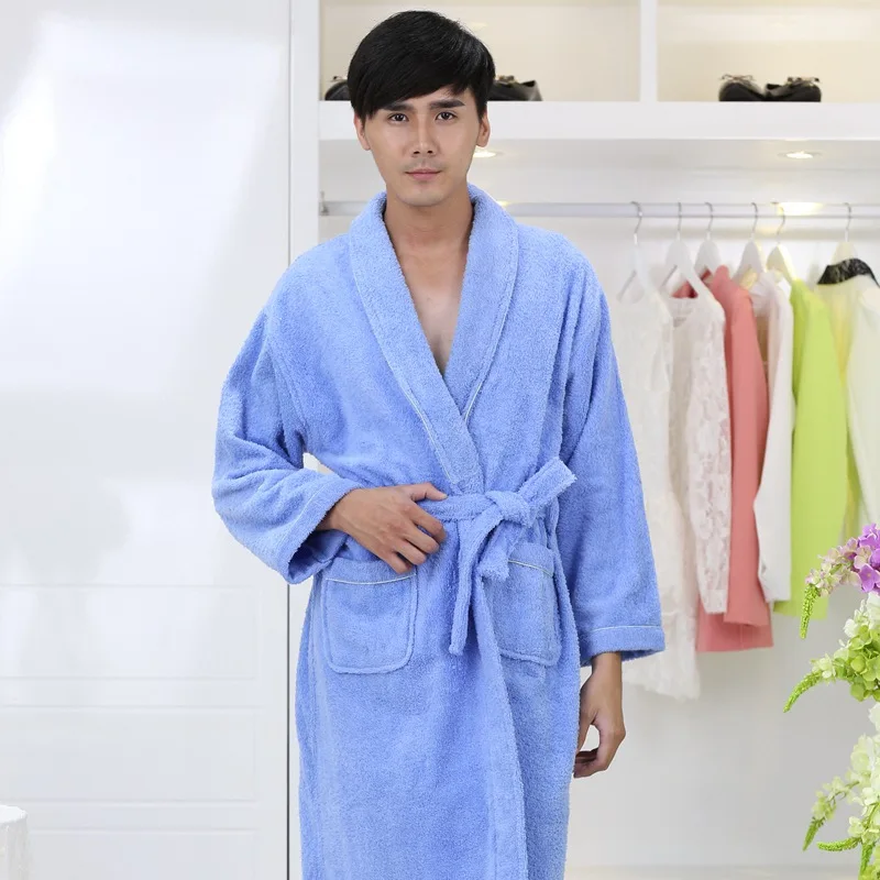 Зимний хлопковый Халат для мужчин плотная Пижама полотенце из флиса халаты