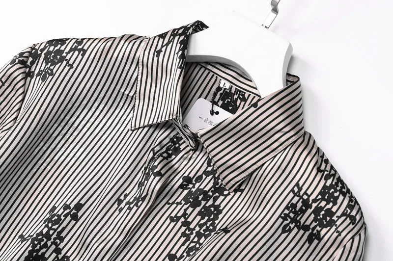 100% natural silk Blouses OL Solid Color Long Sleeve Real Silk Striped Blouse Tops for women Office Wear Shirts work |