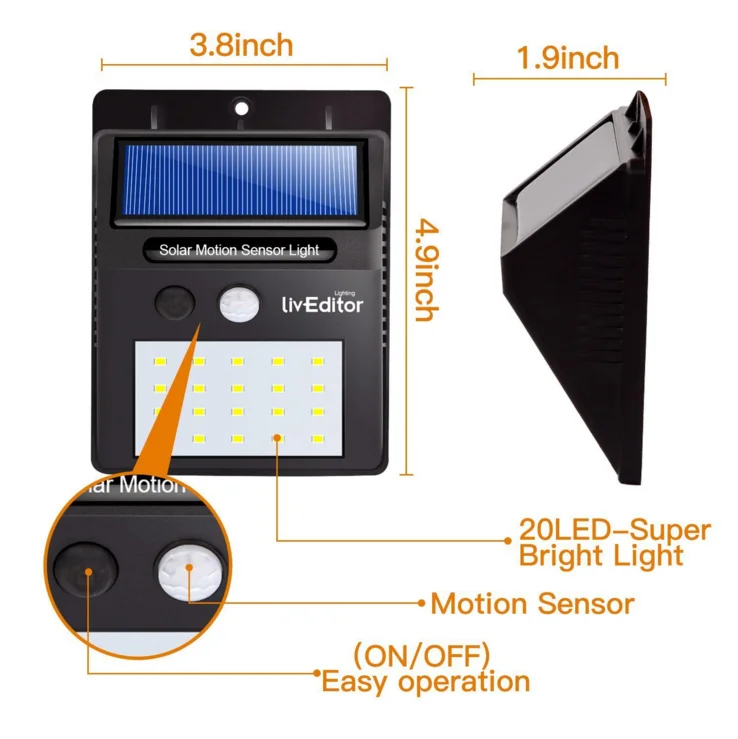 Светодиодная лампа на солнечной энергии водонепроницаемая 2835smd 20led|led solar light