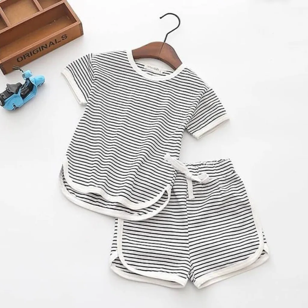 Комплект из 2 предметов для малышей девочек и мальчиков комплект одежды в полоску