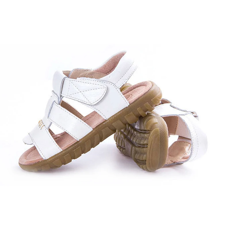 Сандалии из натуральной кожи для мальчиков мягкие босоножки на плоской подошве