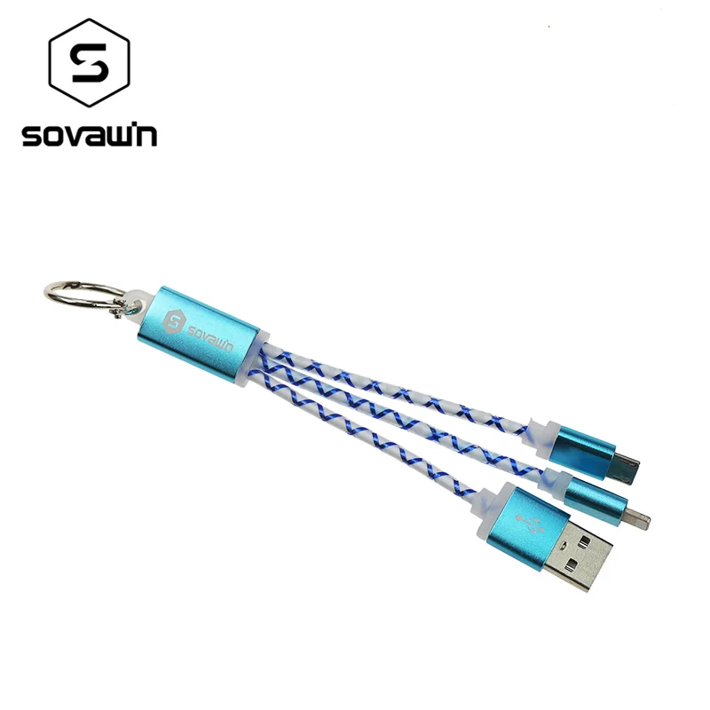 Sovawin Быстрая зарядка 2 в 1 брелок короткий микро usb к USB 8pin Кабели Зарядное
