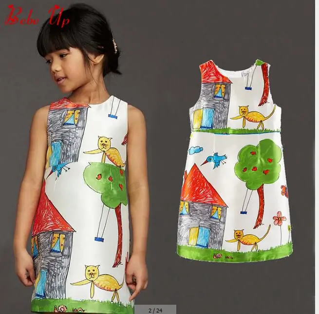 Toddler Girls Summer Dress Casual Cotton Kids Dresses For Print Designer Children Clothing A-Line Girl Teenager | Детская одежда и
