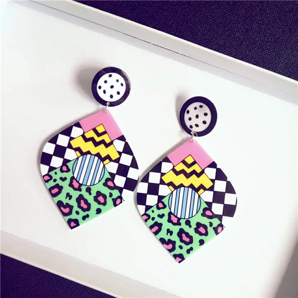 Женские Висячие серьги в форме листа большие акриловые висячие стиле панк