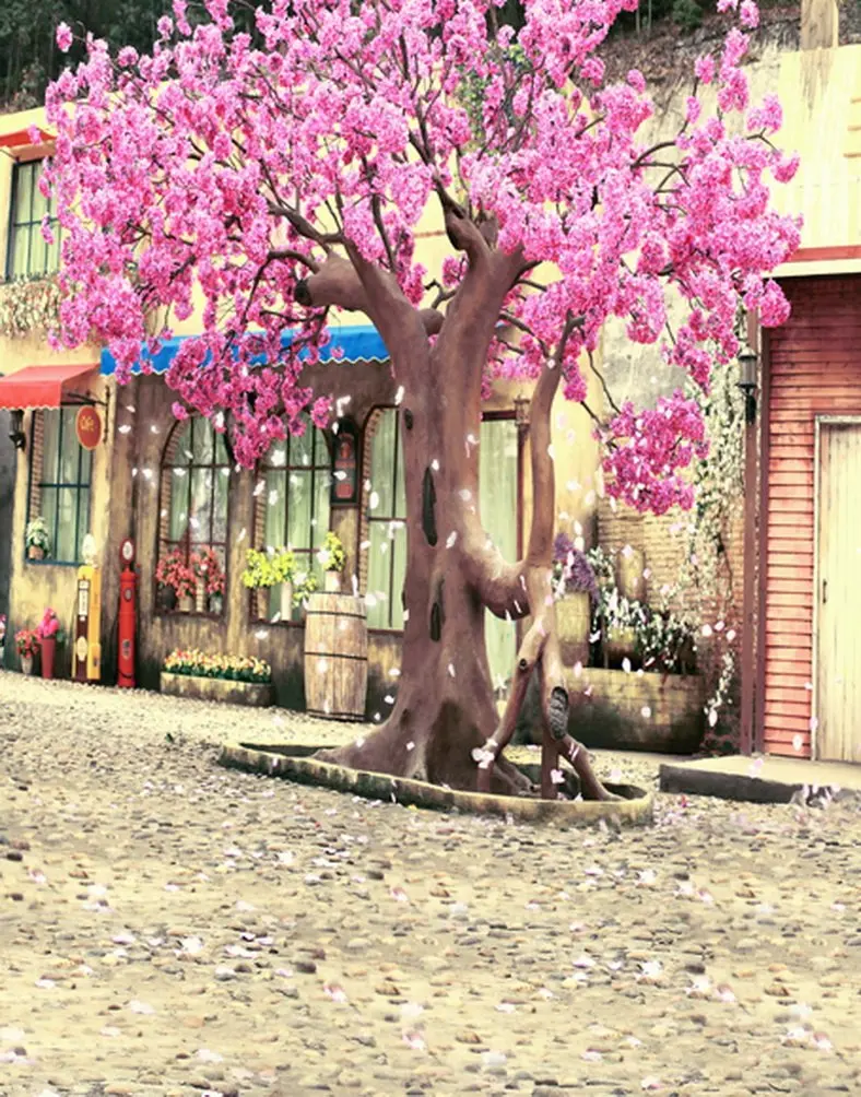 

Pink Flowers Tree Photography Backdrops Photo Props Studio Background 5x7ft