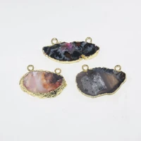 natural stone druzy pendant lot 2020 femme big geode slice connectors jewelry making female 5pc gold plating slab double hoops
