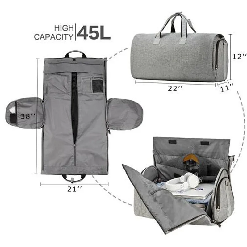 New Travel Garment Bag with Shoulder Strap Duffel Carry on Hanging Suitcase Clothing Business Multiple Pockets | Багаж и сумки