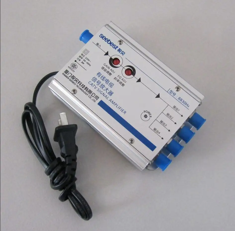 AC 220V ЕС вилка 30 дБ регулируемый кабель 45 860MHz 2W ТВ усилитель сигнала 1 в 4 Out CA
