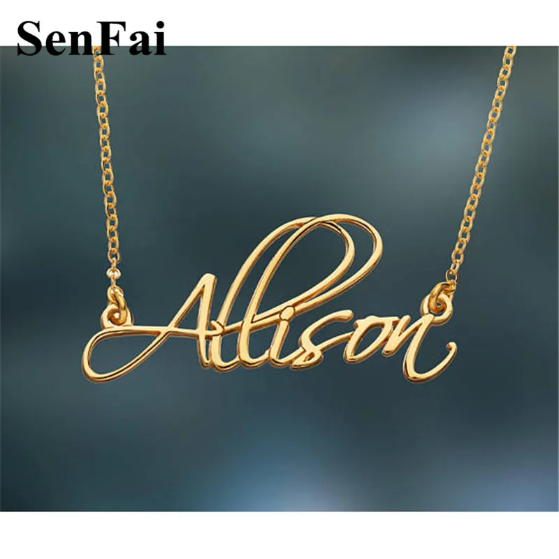 

Senfai Customize Name Necklace Women Men Any Font Monogram Initials Allison Chain Collares Pendants Necklaces For Party Jewelry