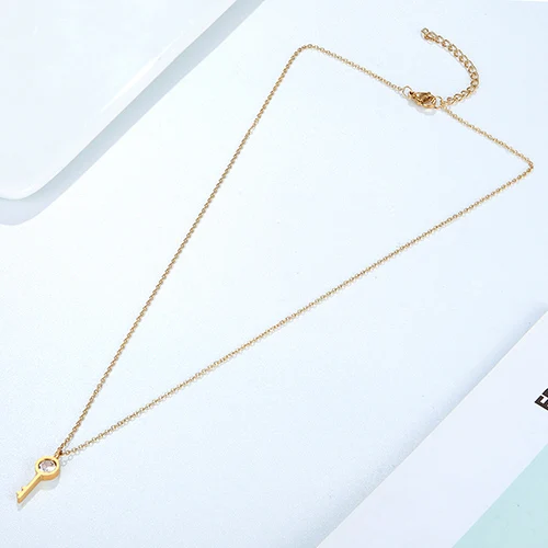 N00009Gold Ожерелье из нержавеющей стали, модная пара, подвеска для ключей, Дамская ключица, золотое ожерелье, подарок на день Святого Валентина, ювелирное изделие - Окраска металла: N00009Gold