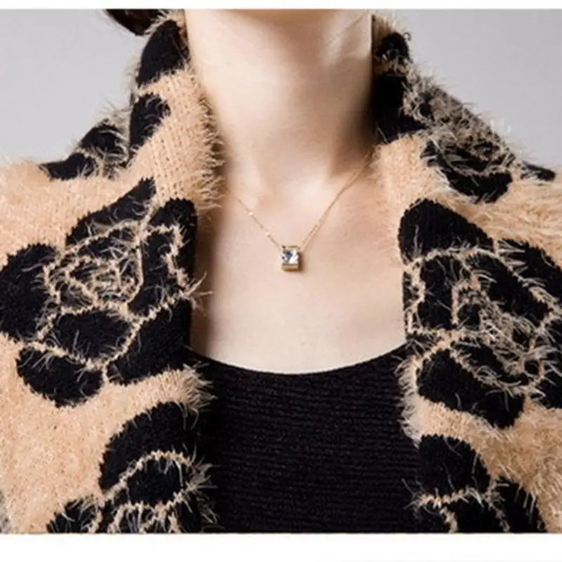 New Women Spring Autumn Sweater Knit Cardigan Jackets Fashion Print Cloak Shawls Thick Warm Large Lapel Coats WLX571 |