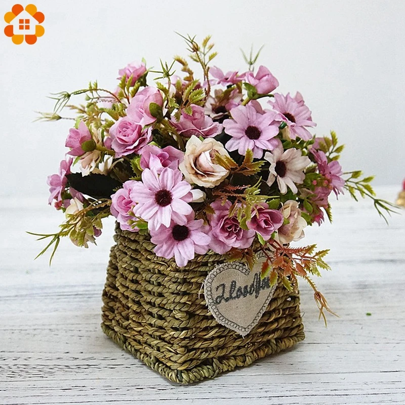 1Bouquet Colorful Artificial European Silk Flowers Daisy&ampRose Flower Bouquet For DIY Wedding Party Decor Home Vases Decorations | Дом и сад