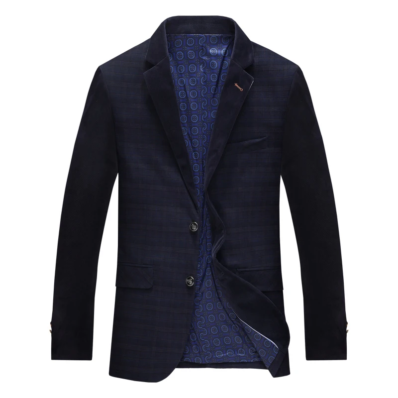 

New 2019 autumn winter plaid smart casual blazers men single breasted cotton outerwear plus size M - XXXXXL