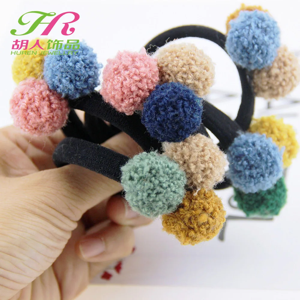 Милая резинка для волос с помпоном маленьких девочек эластичная лента детей