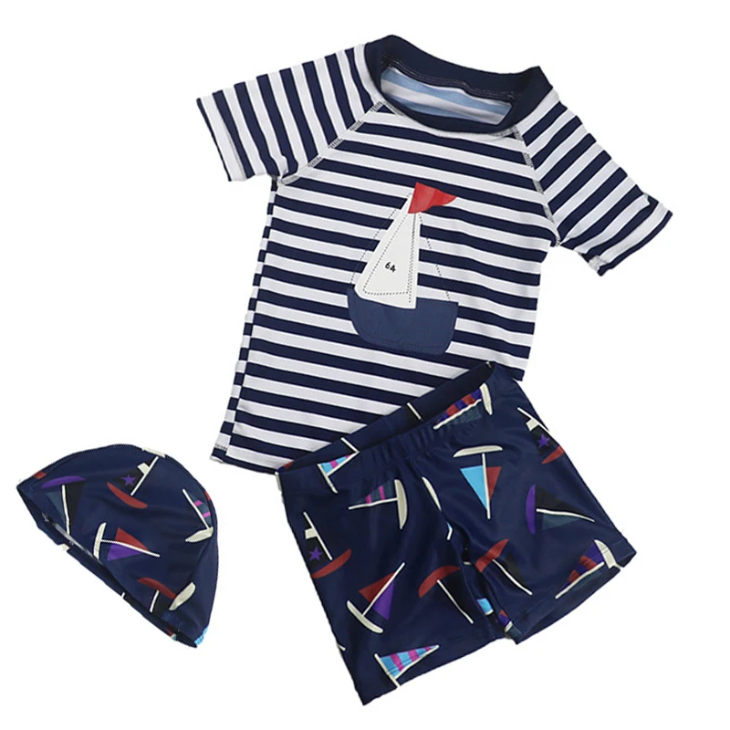 Купальник из двух частей с рисунком для новорожденных мальчиков детская пляжная