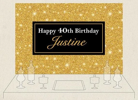 

Custom Buffet Candy Gold Glitter Sparkly Sequin Birthday photo backdrop Computer print party background