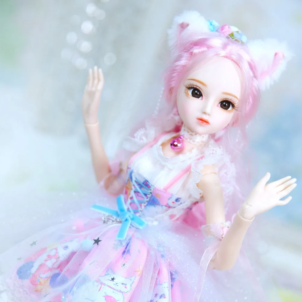 1/4 BJD Dairy Queen name by Rebecca pink hair механический шарнир розовый милый кот одежда обувь 45