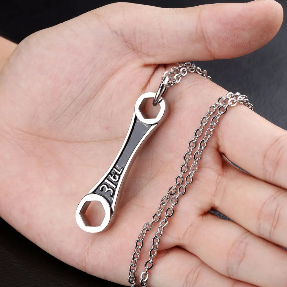 Punk Male Rock Pendant Necklace 316L Stainless Steel Mini Wrench Men Hip Hop Jewelry Gift | Украшения и аксессуары