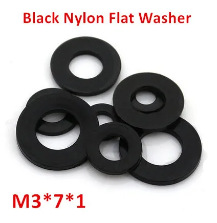 

1000pcs M3*7*1 Black Nylon Flat Washer DIN125 Plastic Ring Gasket