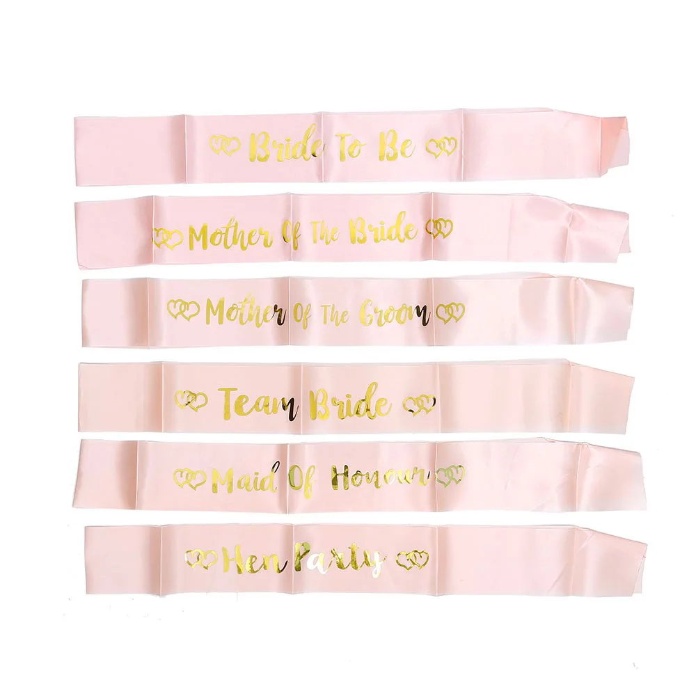 6pcs 7 шт. короткой кушак для невесты,, для мамы, девичника, лента для вечеринки, для девичника, вечерние, свадебные украшения, для команды, для девичника - Цвет: 6pcs