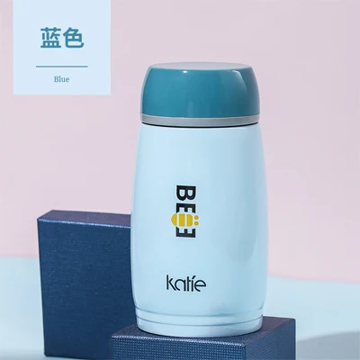 Blue CHANOVEL Мультфильм Термос Вакуумная чашка нержавеющая сталь вакуумная Термокружка изолированный стакан чай кофе кружки для детей подарок - Цвет: Blue